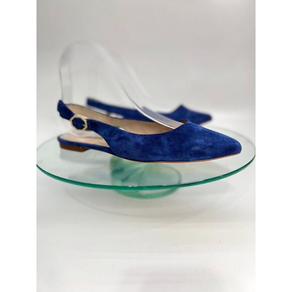 Louise et Cie Astrya Slingback Flat Heels Blue Suede Leather - Picture 1 of 10